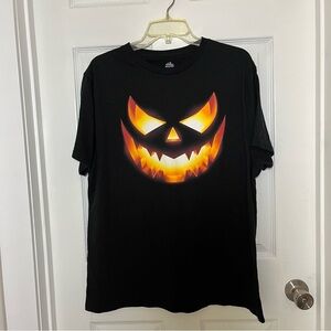 Black Halloween Pumpkin Face T-Shirt